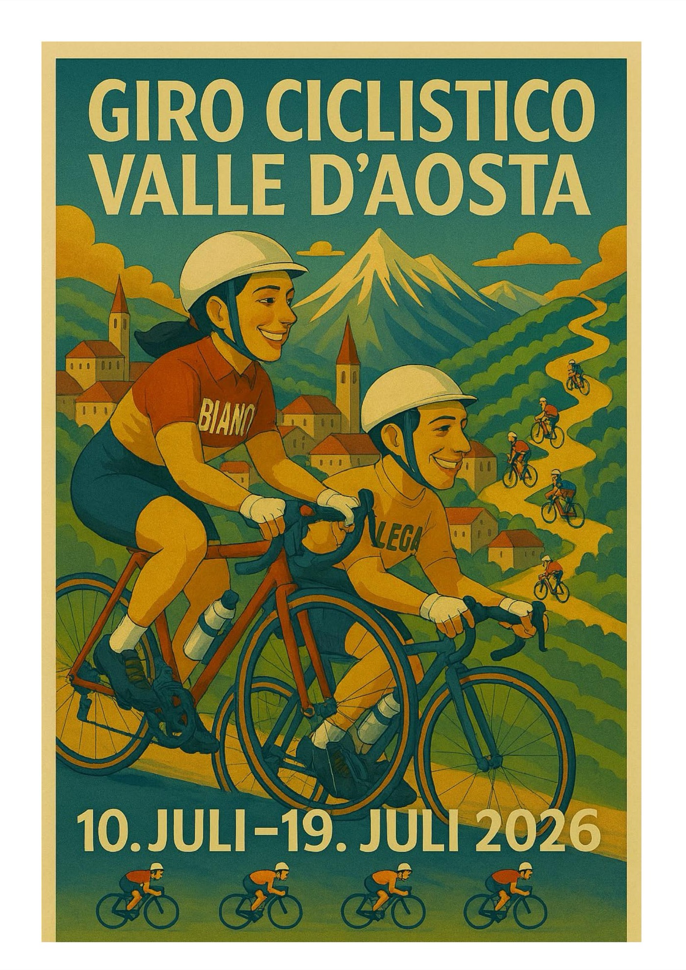 Plakat Giro Ciclistico Valle d'Aosta, 10. bis 19. Juli 2026